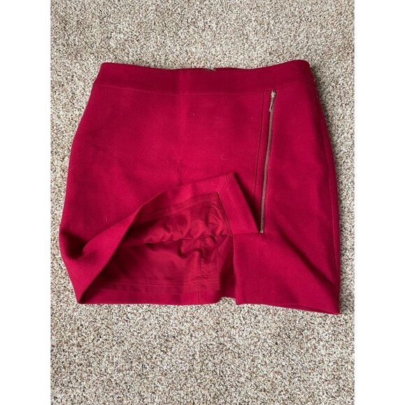White House Black Market Asymmetrical Wool Mini Skirt  Size 14 Red - Picture 8 of 9
